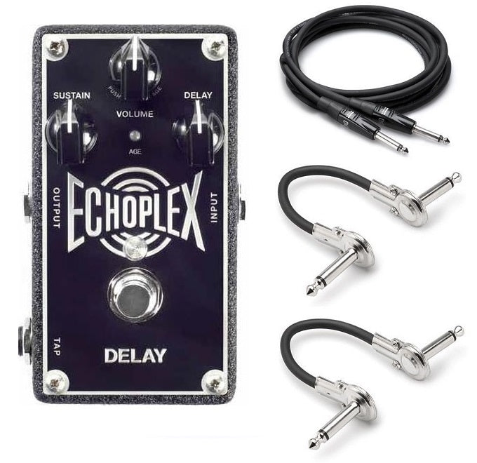 Dunlop MXR EP103 Echoplex Delay pedal - gray, front view with cables
