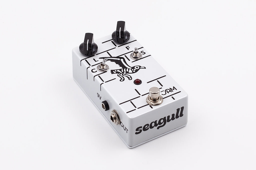 JAM Pedals Seagull Cocked Wah white guitar pedal — top controls view