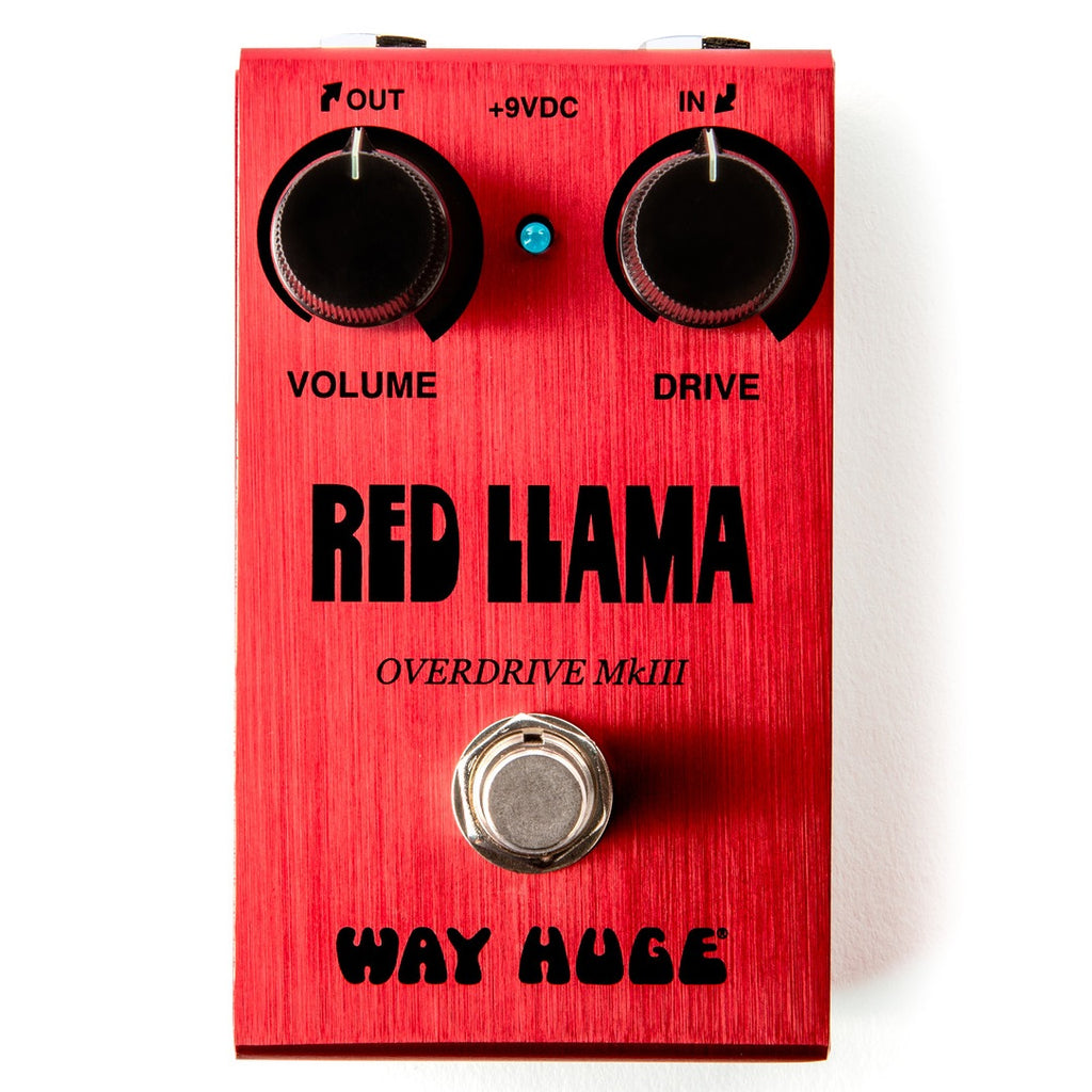 Way Huge WM23 Red Llama Overdrive MkIII Smalls pedal — red enclosure, top view
