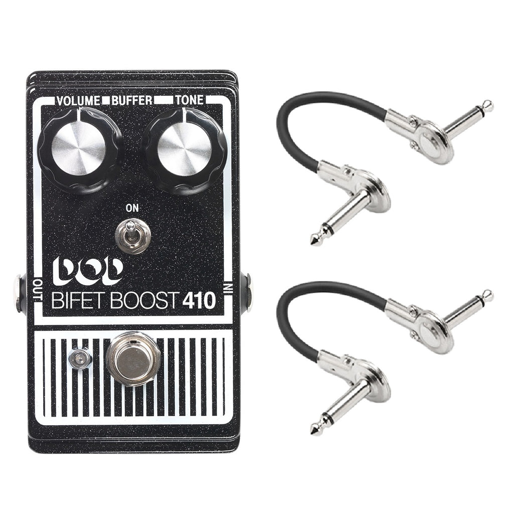 DOD Bifet Boost 410 pedal - black chassis with two patch cables