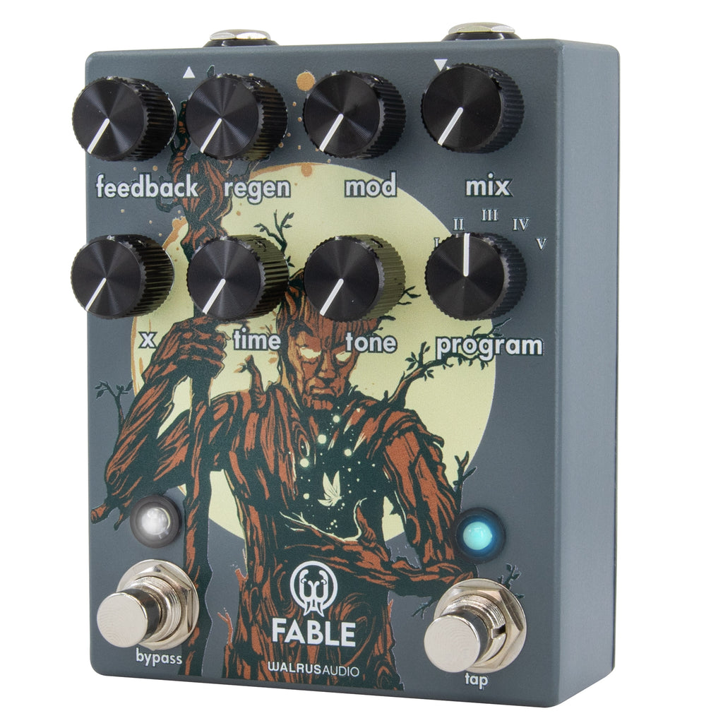 Walrus Audio Fable Granular pedal — gray enclosure, angled front view