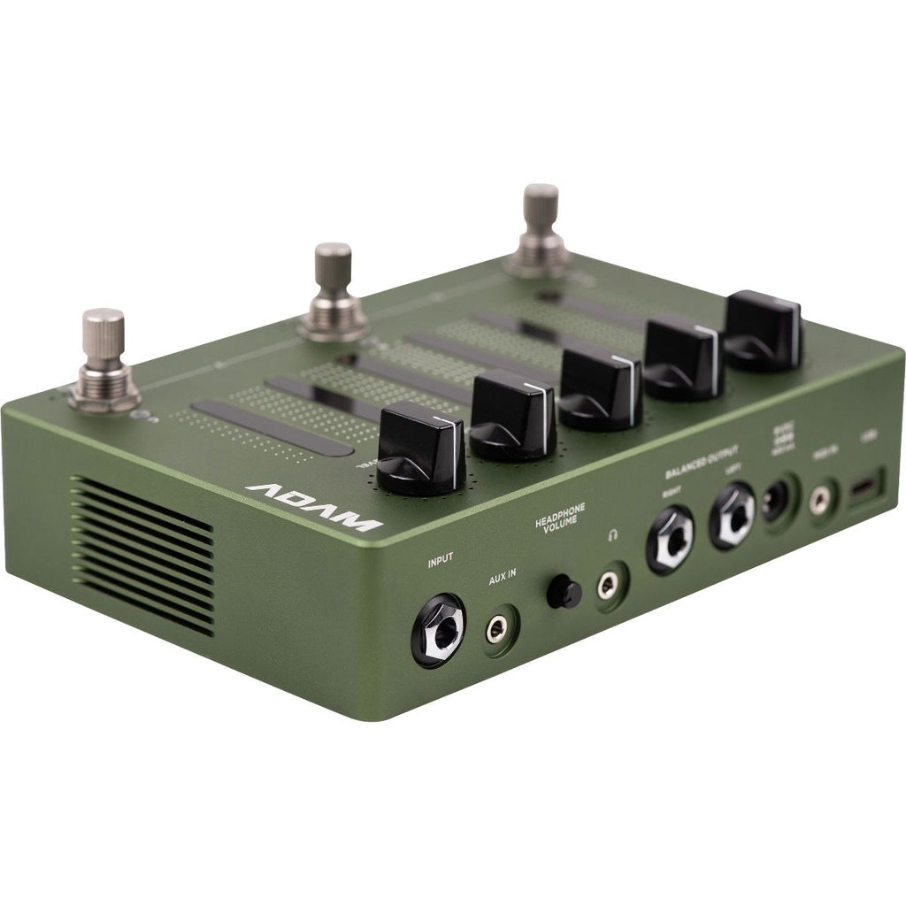 Darkglass ADAM green bass pedal — side view