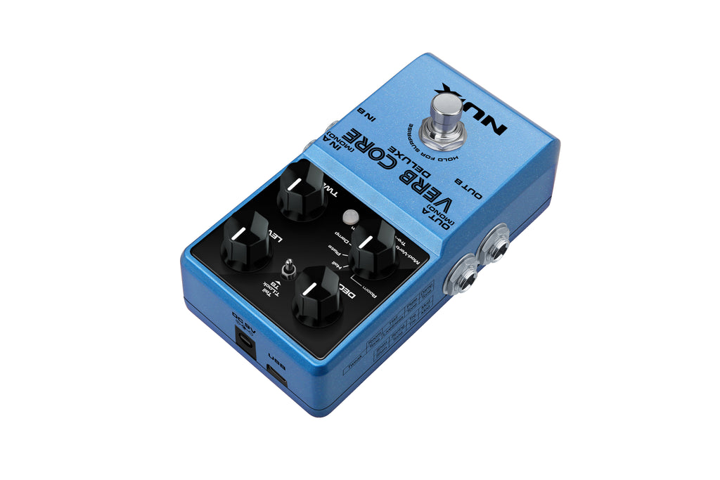 NUX Verb Core Deluxe reverb pedal — footswitch detail