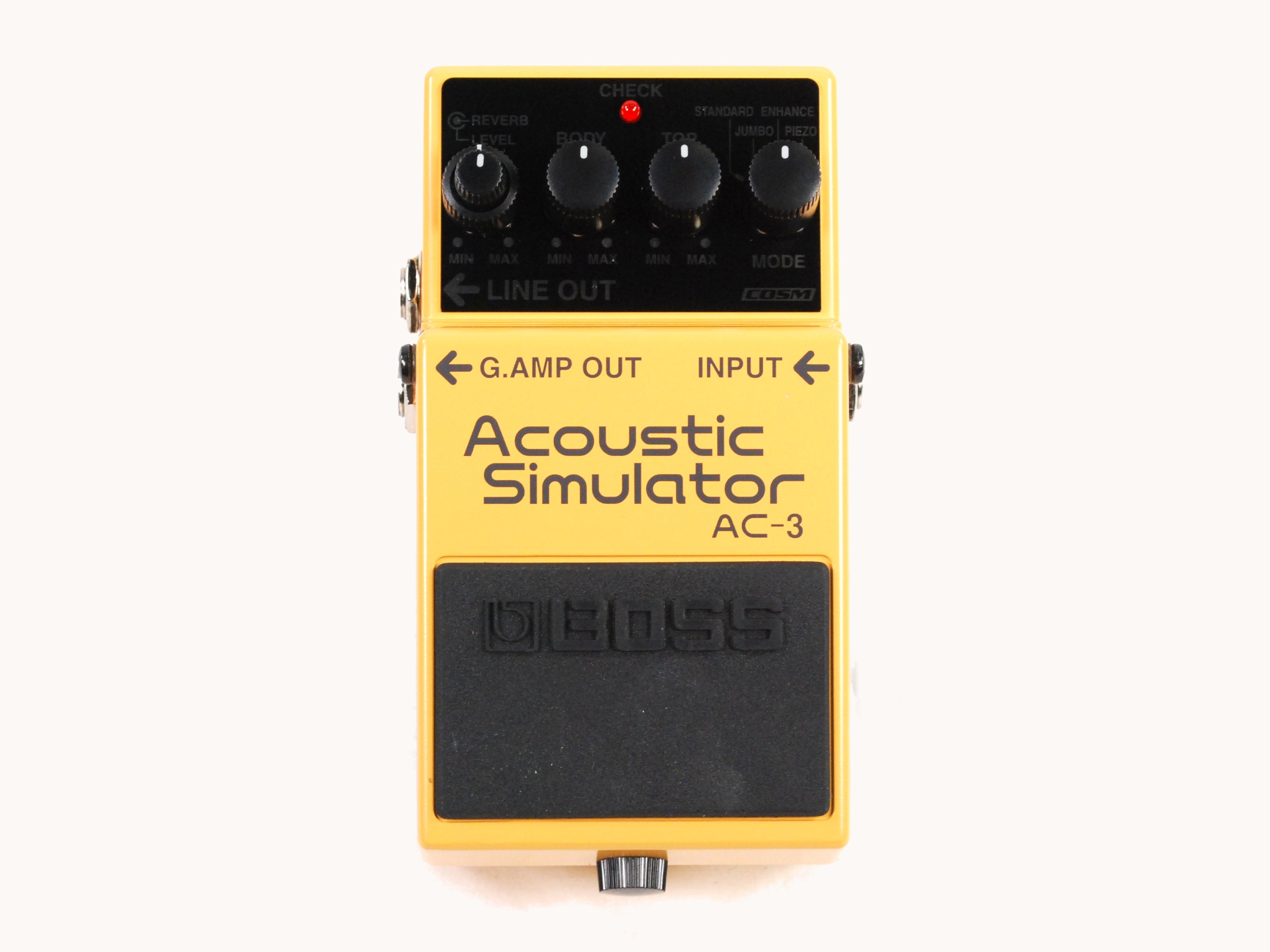 Boss AC-3 Acoustic Simulator guitar effects pedal — front top view