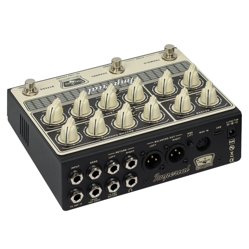 Tone King Imperial tri-tube preamp pedal — 12AX7 tube section view