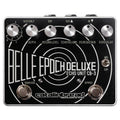 Catalinbread Belle Epoch Deluxe delay pedal — black and silver enclosure, top view with six knobs