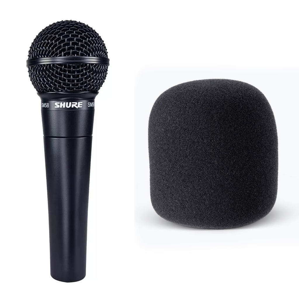 Shure SM58 Black Edition dynamic microphone — black body with included foam windscreen