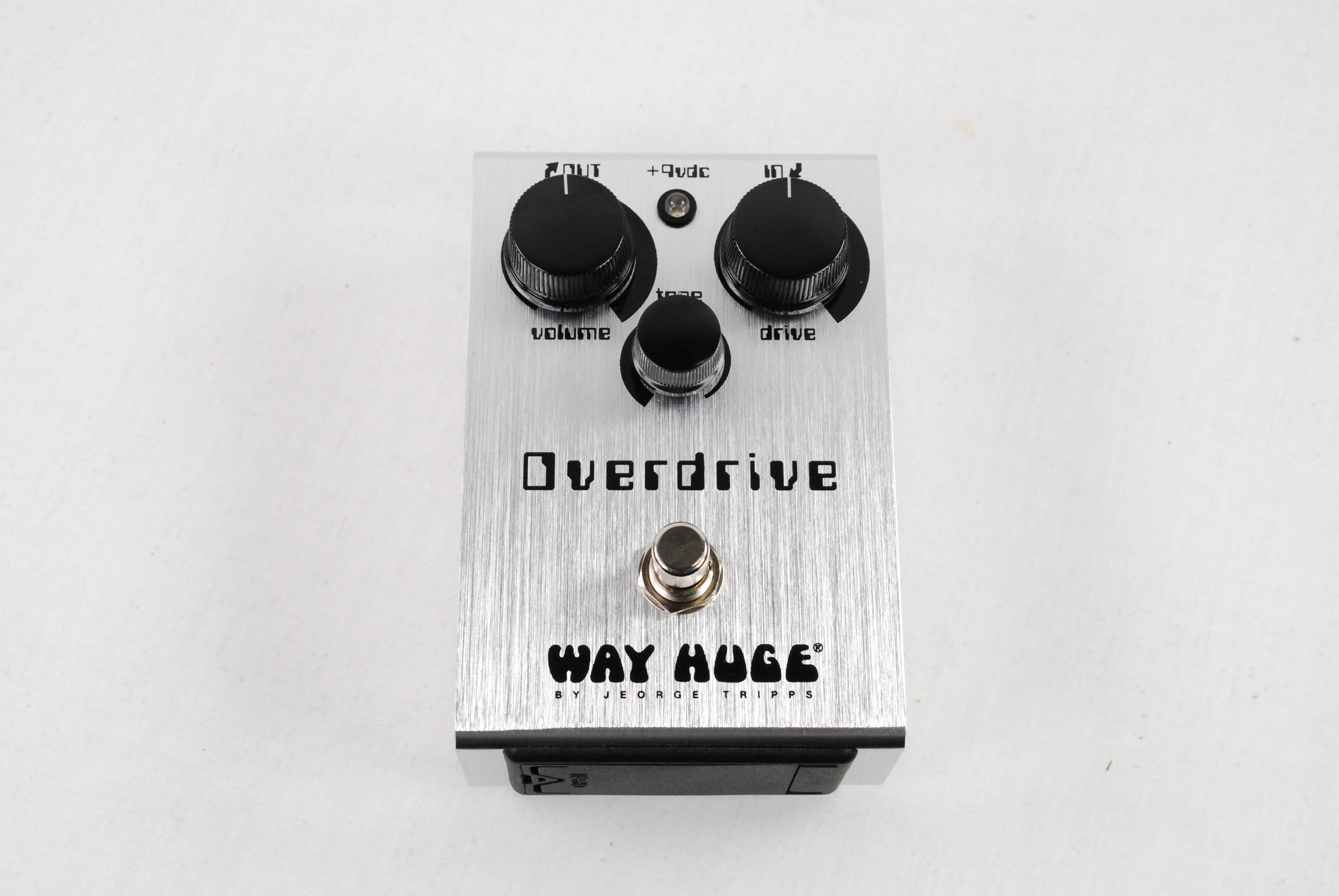 Way Huge WHE205OD Overdrive pedal — used silver enclosure top view