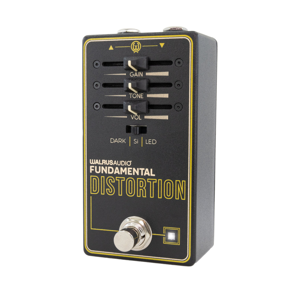 Walrus Audio Fundamental Distortion pedal — black, fader controls detail