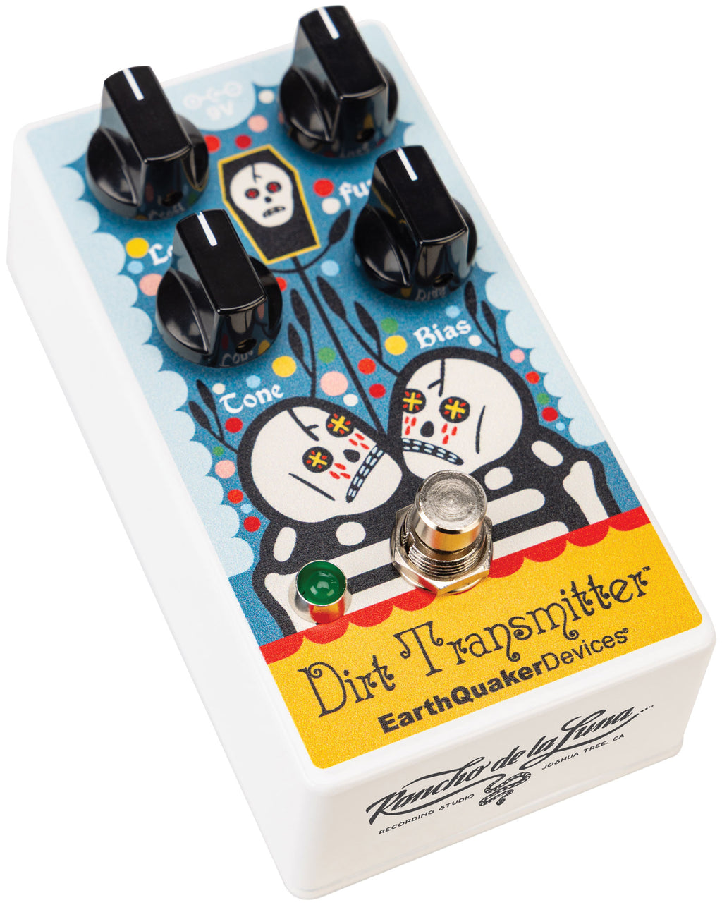 EarthQuaker Dirt Transmitter V2 Rancho fuzz pedal — side view