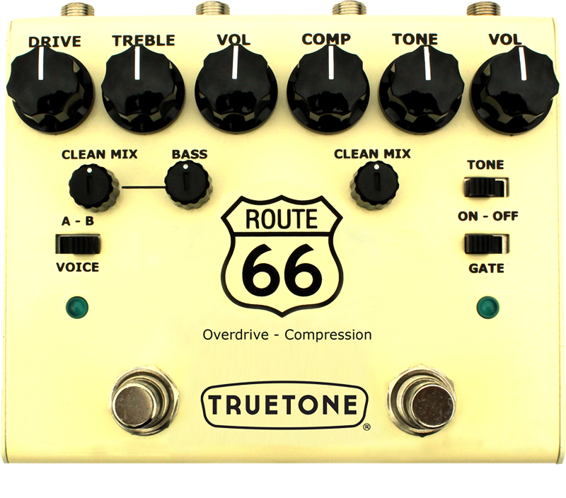 Truetone V3 Route 66 pedal — control layout diagram