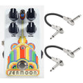 Seamoon Skye Machine analog chorus pedal — white with rainbow art, two patch cables