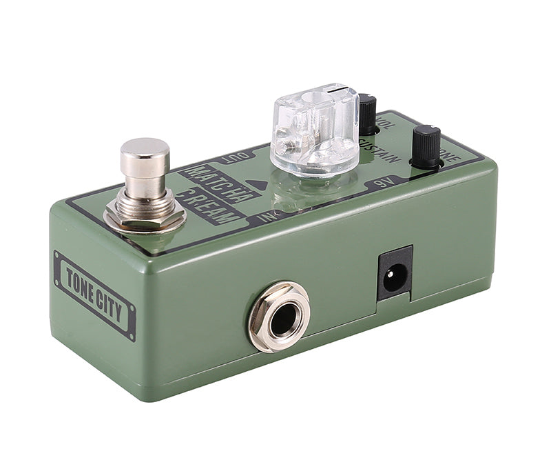 Tone City Matcha Cream mini fuzz pedal side jacks view