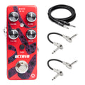 Pigtronix Octava Micro octave fuzz pedal — red front with included patch and guitar cables