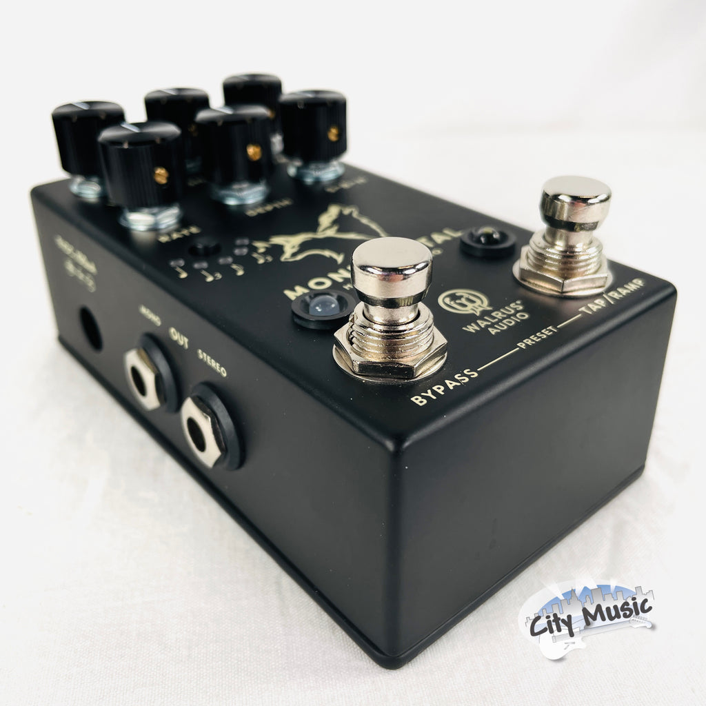 Used Walrus Audio Monumental tremolo pedal — angled view of controls