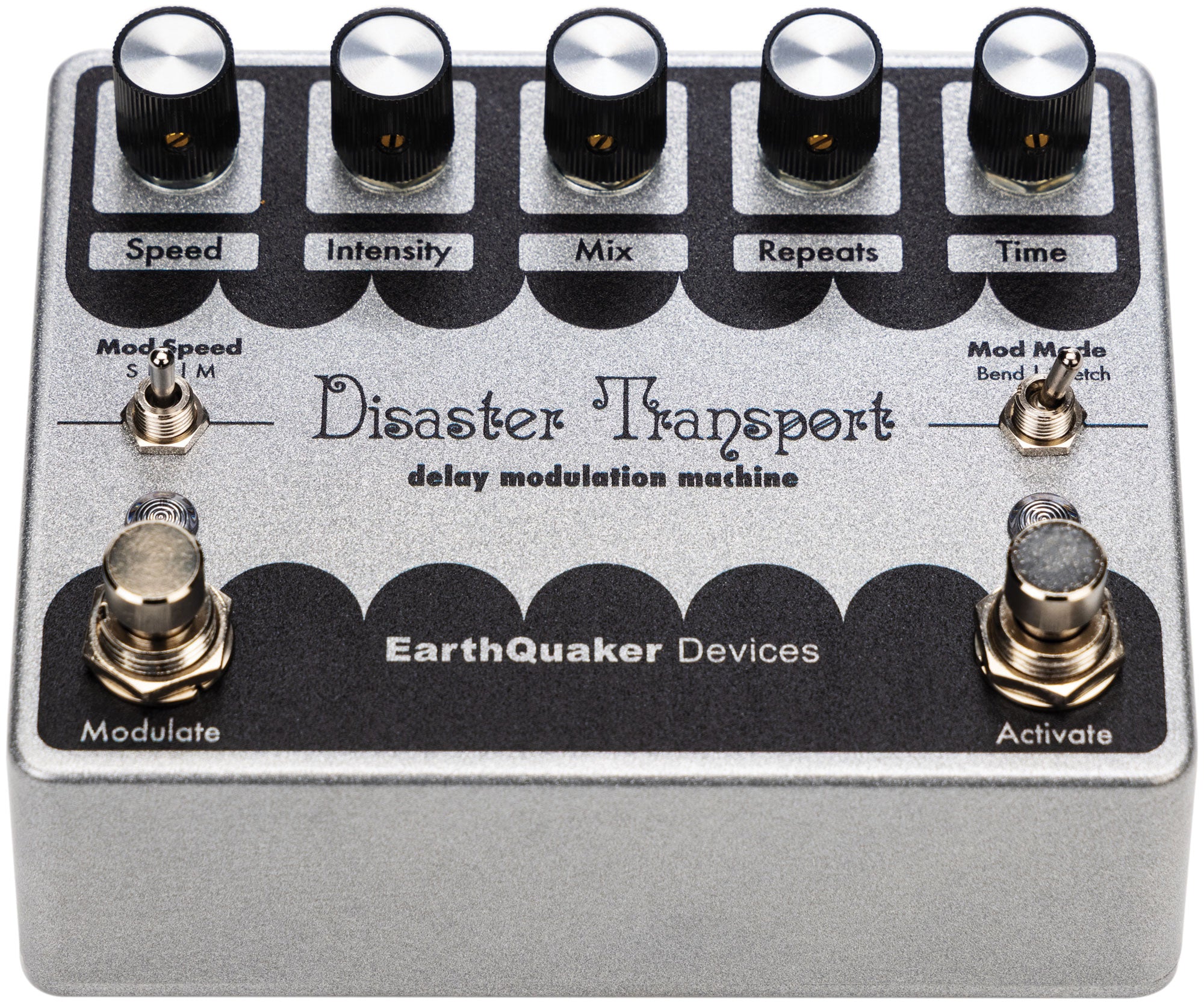 EarthQuaker Disaster Transport Reissue delay pedal — control knobs