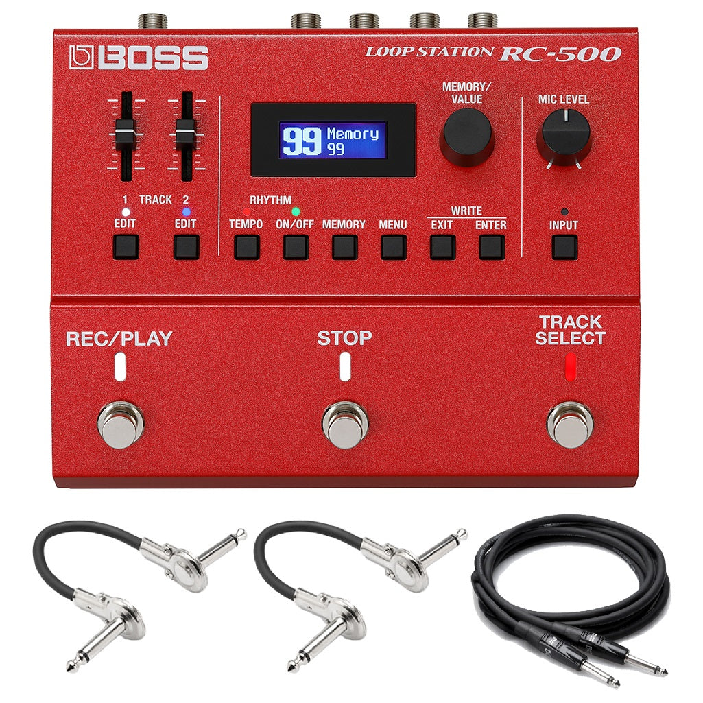 Boss RC-500 Loop Station looper pedal — red with included cables