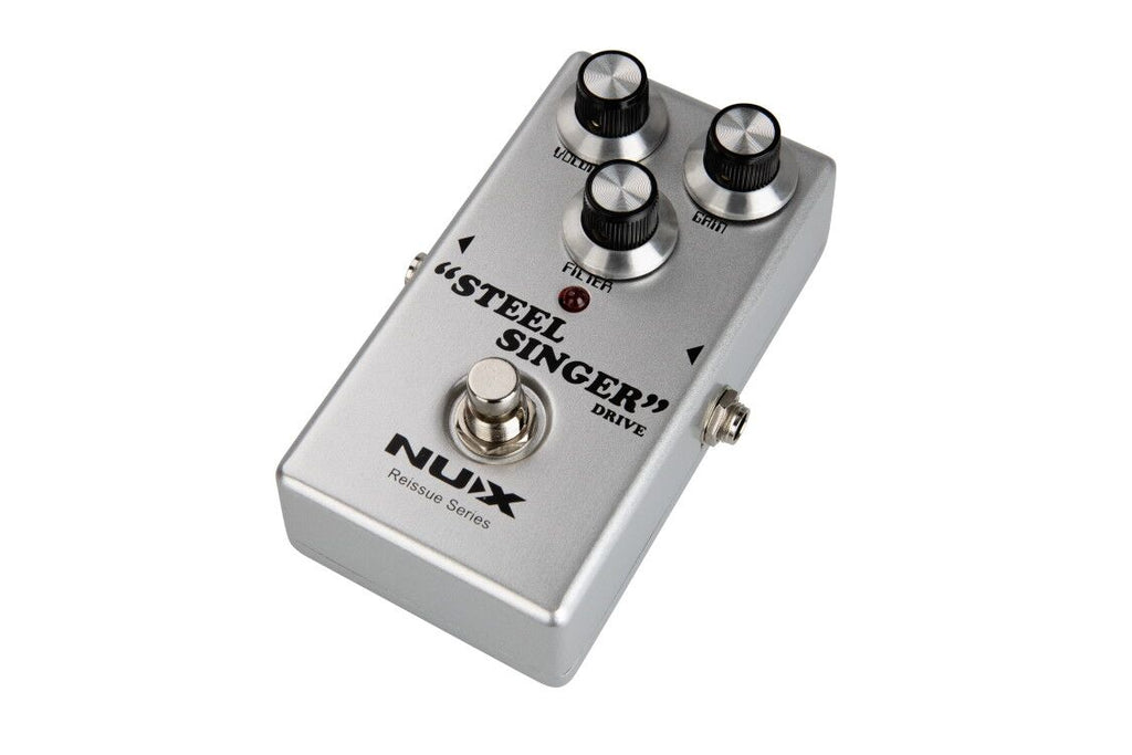 NUX Steel Singer Drive overdrive pedal — side jacks view