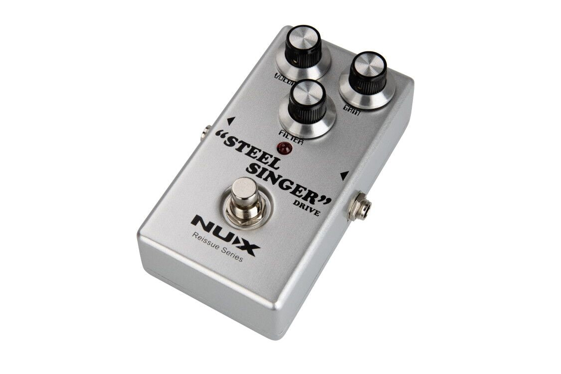 NUX Steel Singer Drive overdrive pedal — side jacks view