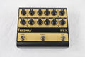 Used Friedman IR-X dual channel tube preamp pedal in black and gold, top view