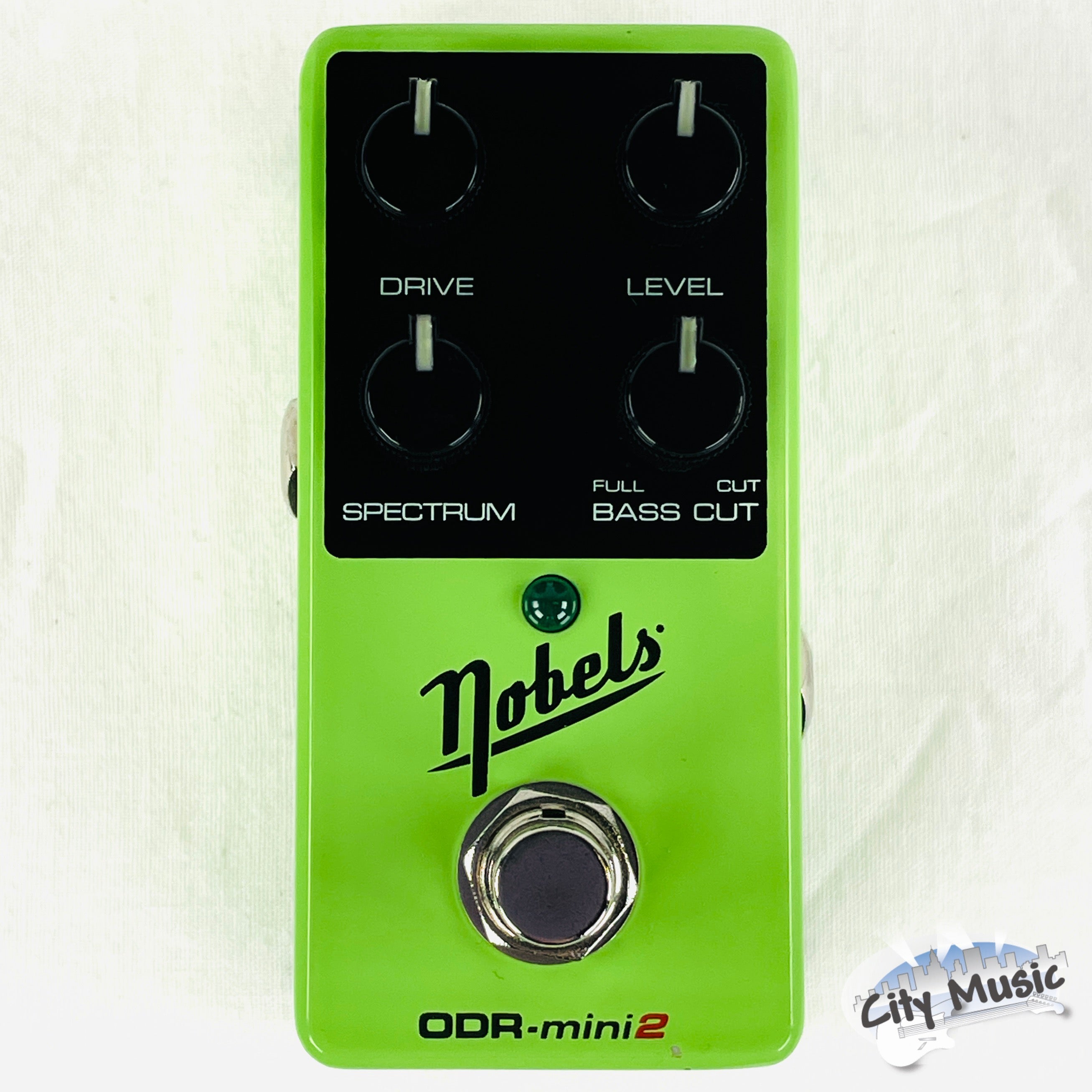 Used Nobels ODR-mini 2 overdrive pedal — green mini enclosure top view