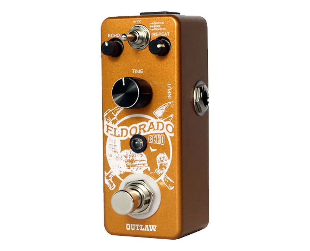 Outlaw Effects Eldorado Echo delay pedal — side input jack view