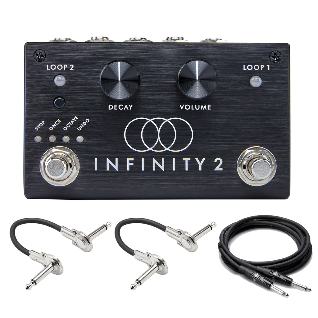 Pigtronix Infinity 2 looper pedal top panel with Decay and Volume knobs