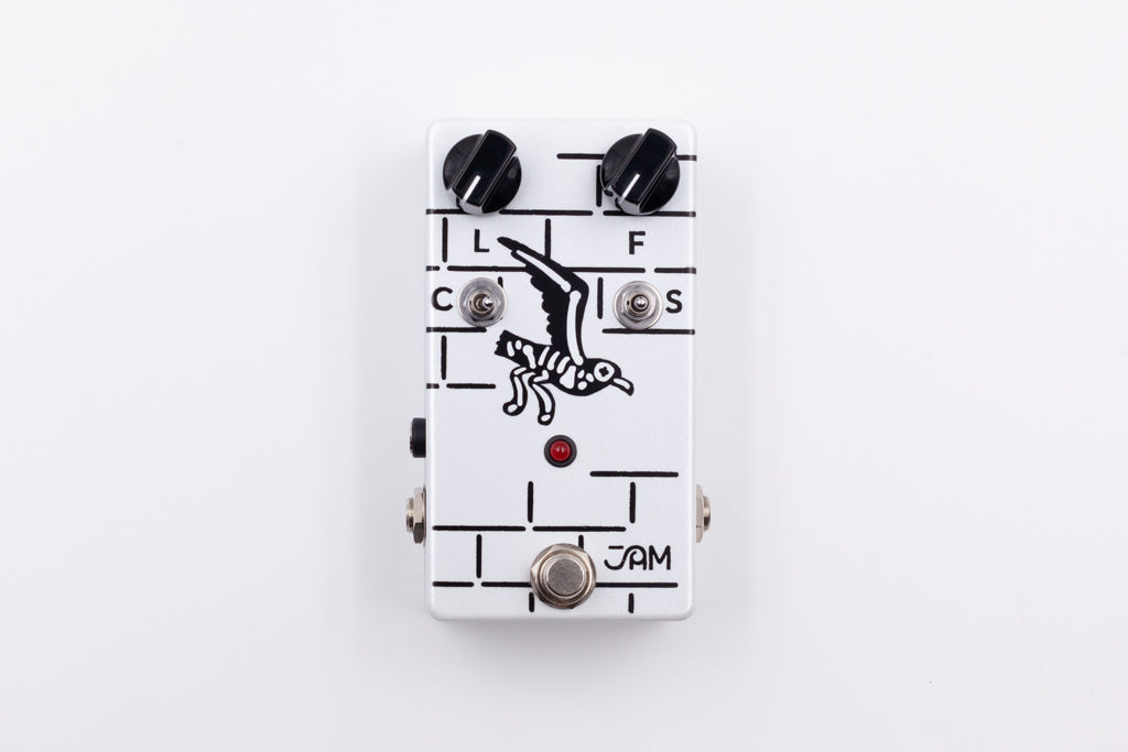 JAM Pedals Seagull Cocked Wah guitar effects pedal — control knobs detail