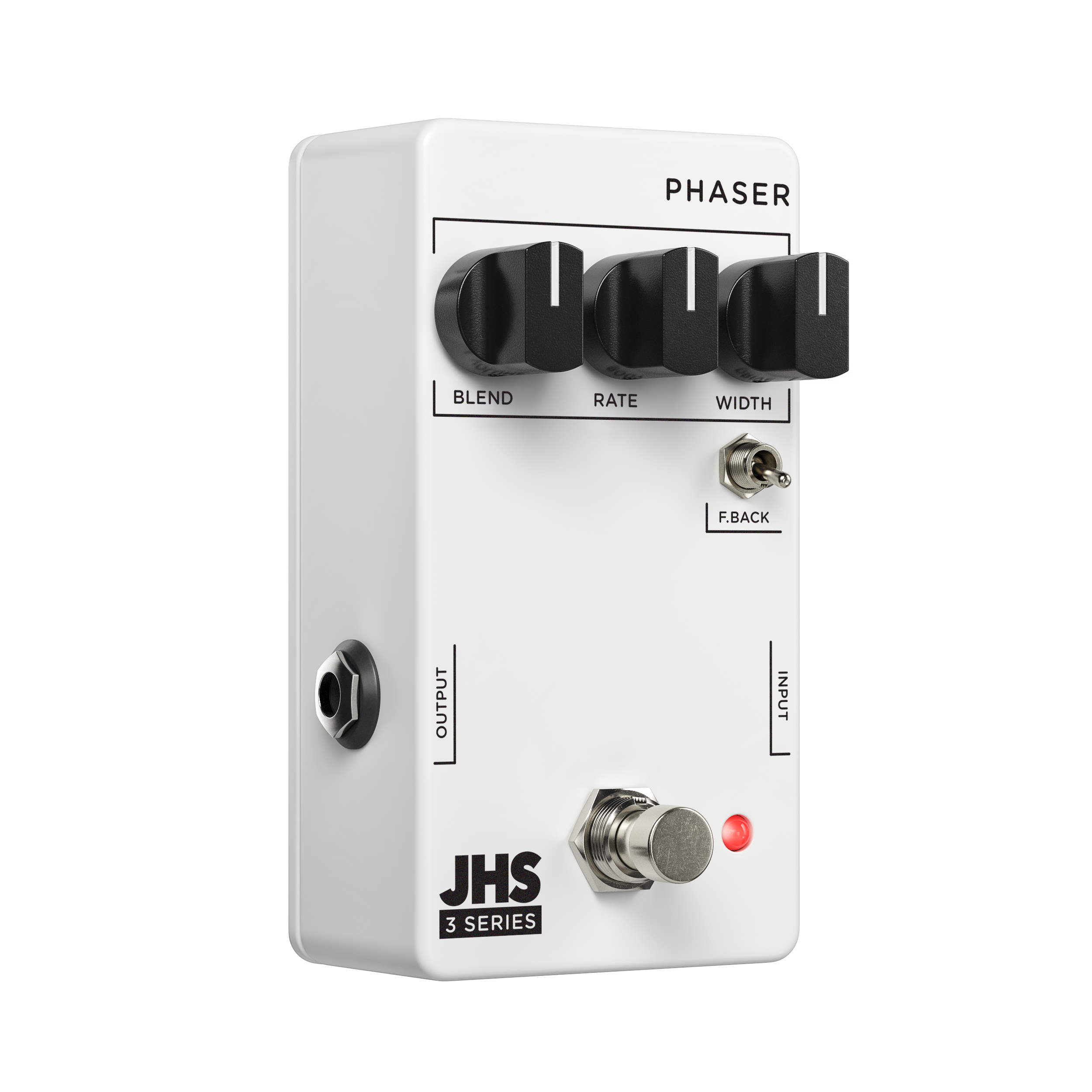 JHS 3 Series Phaser pedal — angled view with input output jacks