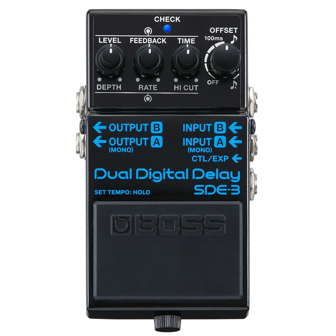 Boss SDE-3 Dual Digital Delay pedal — black enclosure, control knobs
