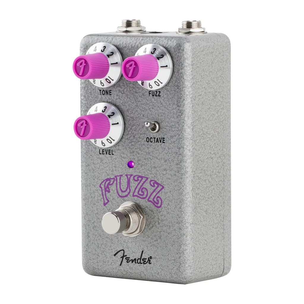 Fender Hammertone Fuzz pedal — detail view of knobs and graphics