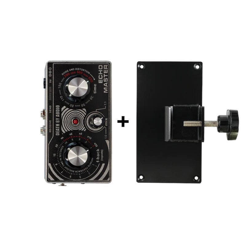 Death By Audio Echo Master vocal delay pedal — black enclosure with mic clip backplate