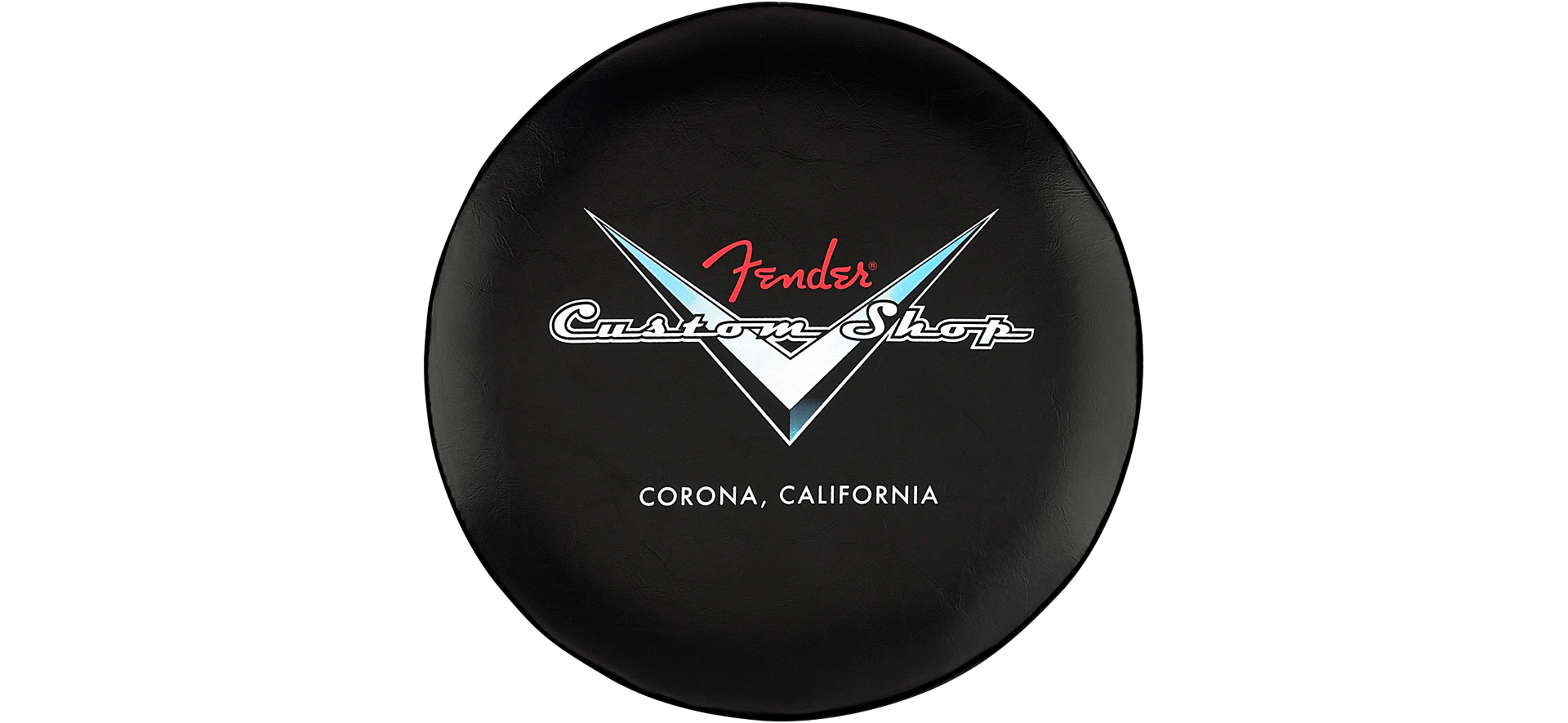 Fender Custom Shop Pinstripe barstool — close-up of padded vinyl seat top
