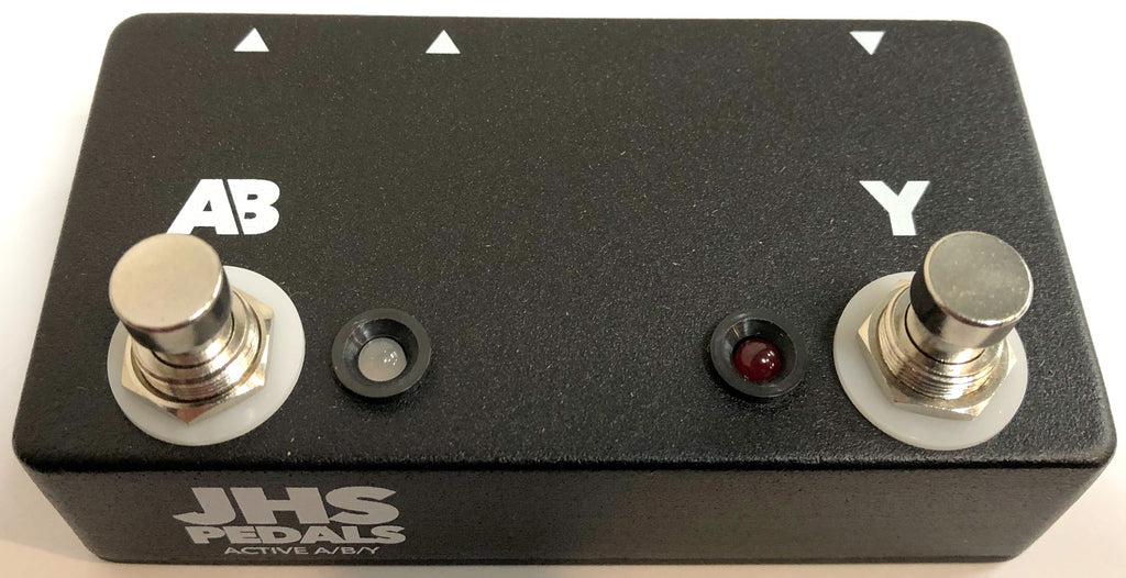 JHS Active A/B/Y switch guitar pedal — black enclosure top view