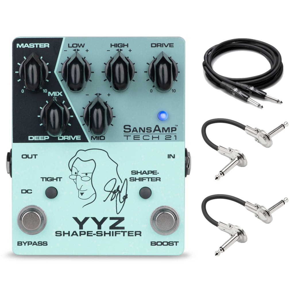 Tech 21 YYZ Shape-Shifter Geddy Lee bass pedal with included patch and guitar cables
