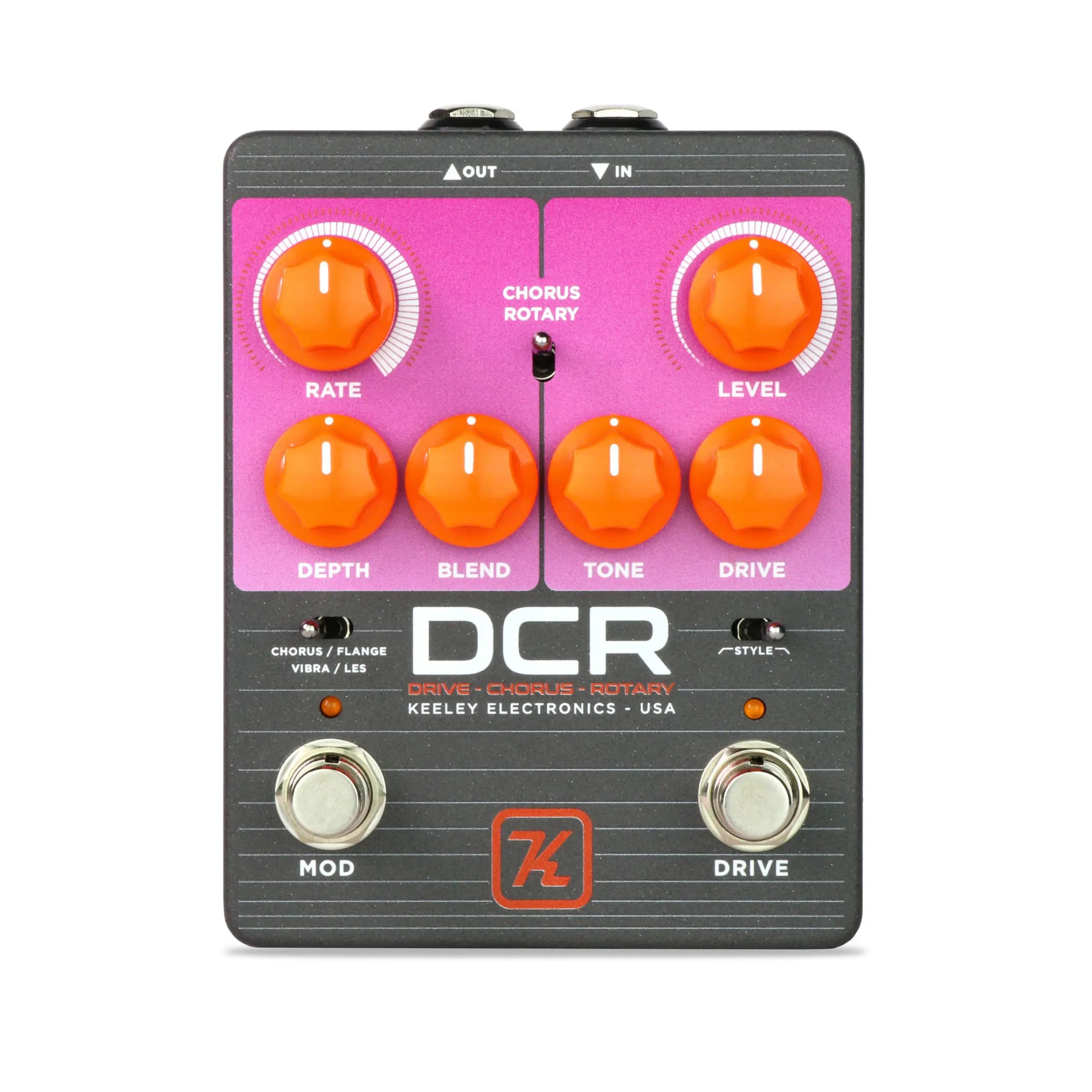 Keeley DCR Drive Chorus Rotary pedal — drive and modulation knobs