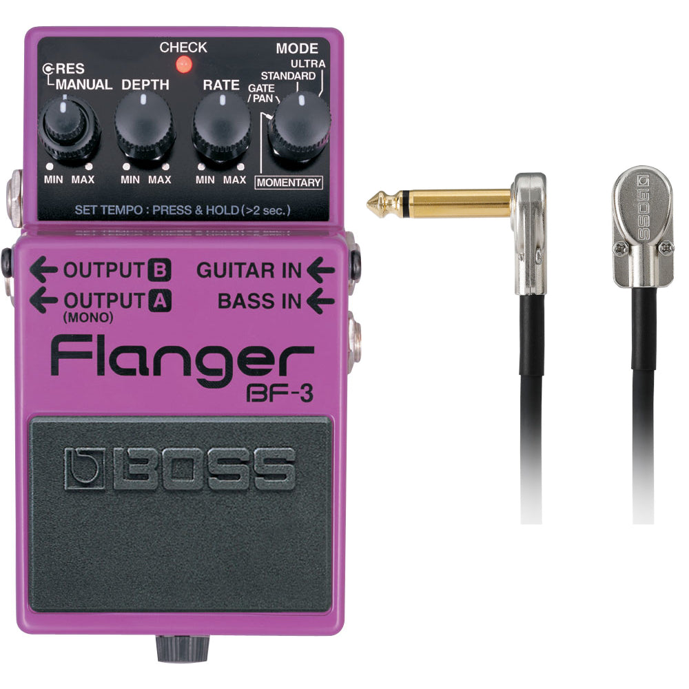 Boss BF-3 Flanger guitar pedal — top panel showing mode selector and inputs