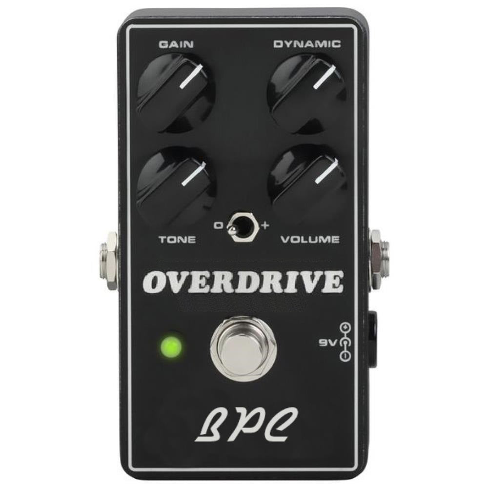 British Pedal Company Blackface Overdrive pedal — black front, four knobs, LED