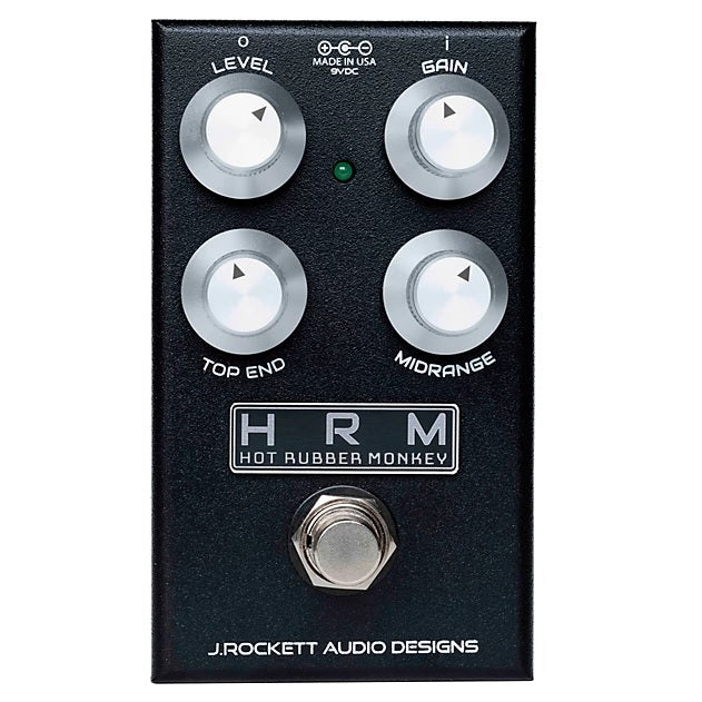 J. Rockett Hot Rubber Monkey HRM V2 black overdrive pedal top view