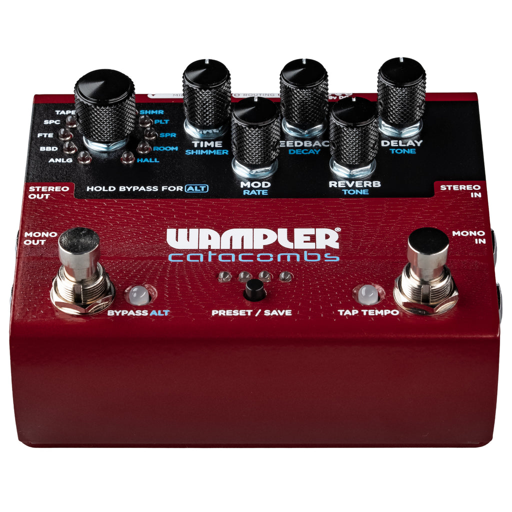 Wampler Catacombs reverb delay pedal — control knob detail
