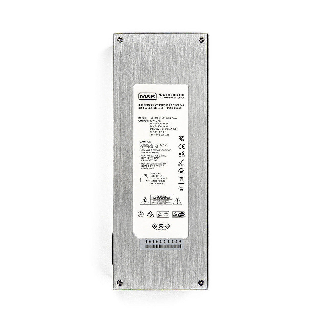MXR M242 Iso-Brick Pro power supply — specifications and labels