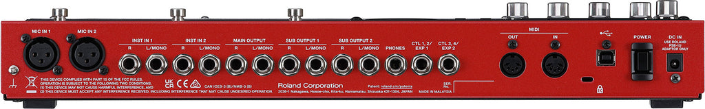 Boss RC-600 Loop Station pedal — rear panel connections