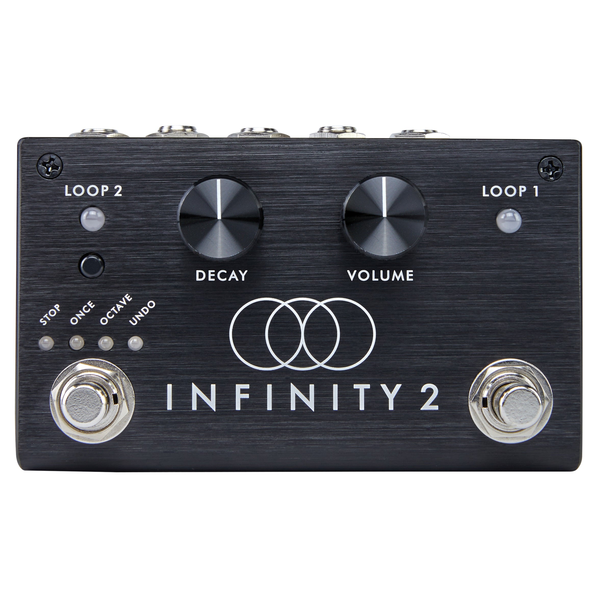 Pigtronix Infinity 2 looper pedal front controls and footswitches