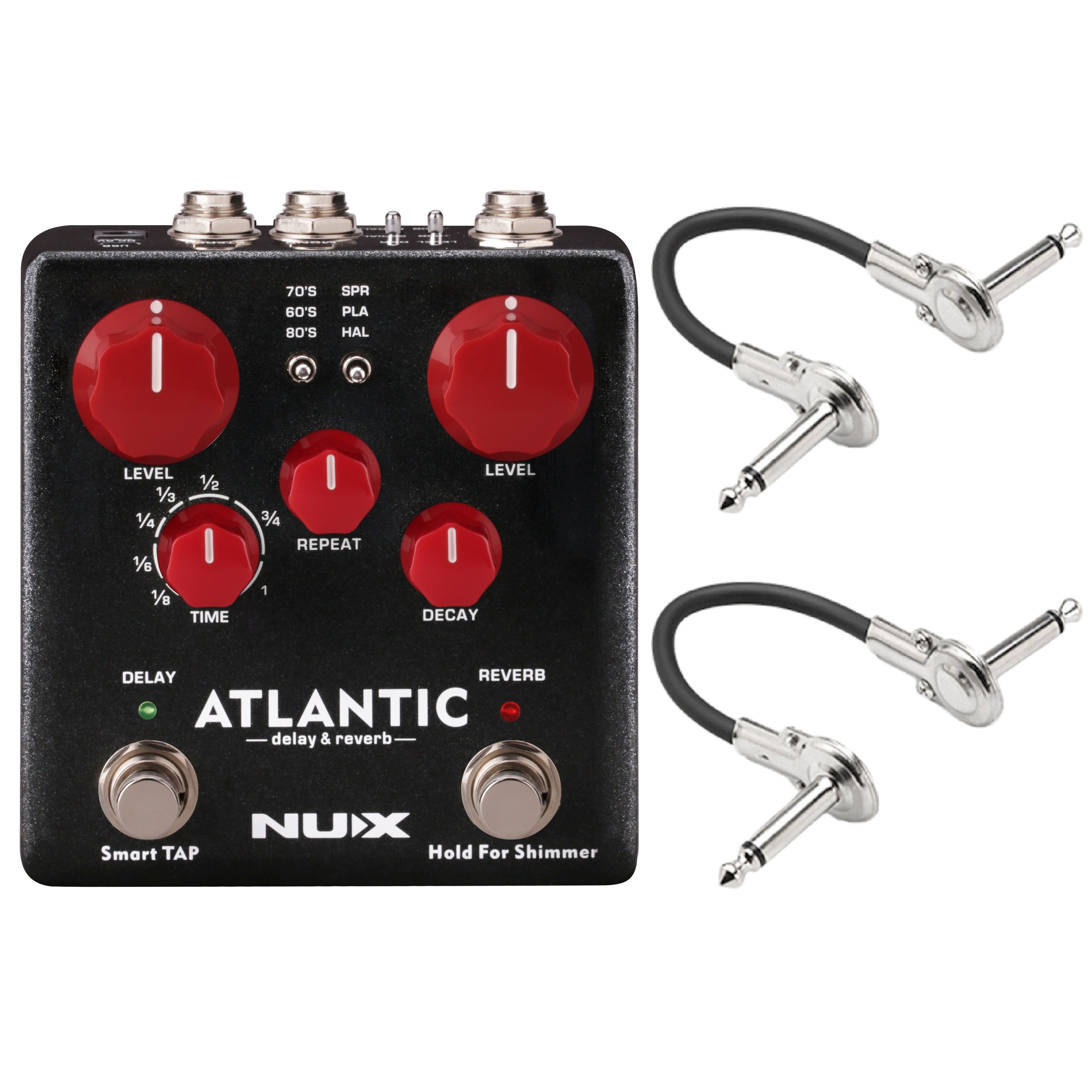 NUX NDR-5 Atlantic delay & reverb pedal — knobs close-up