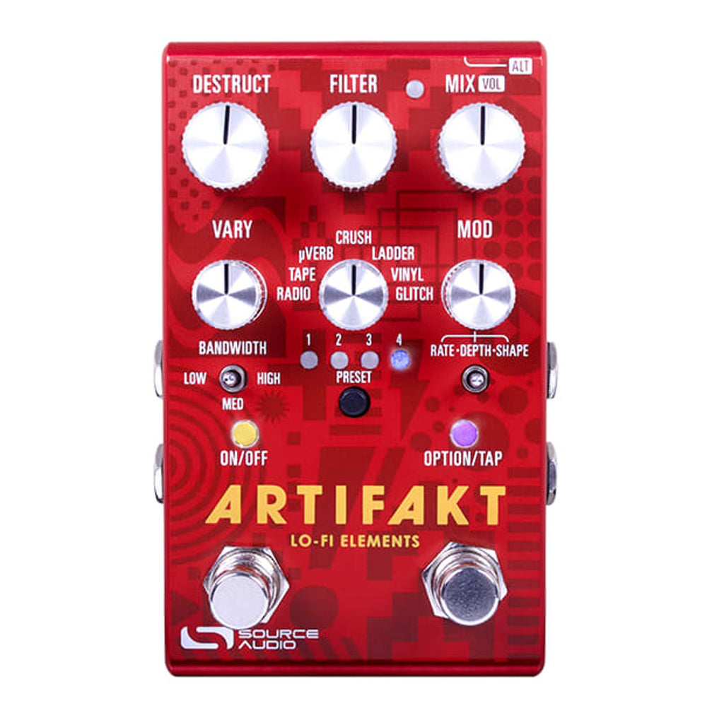 Source Audio Artifakt Lo-fi Elements pedal — red top panel