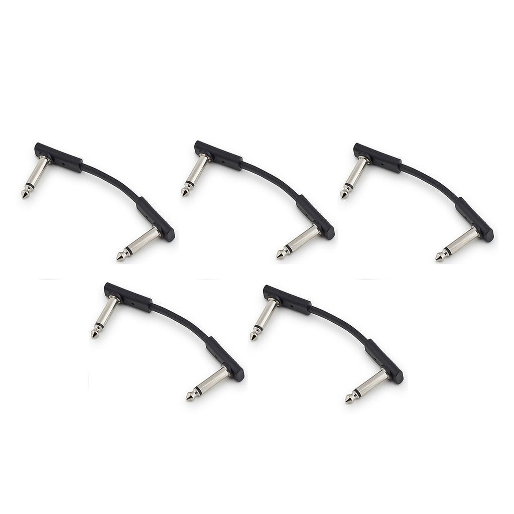 RockBoard Flat Patch Cable 5 cm 1.97" Black 5 Pack For Guitar Effects Pedals