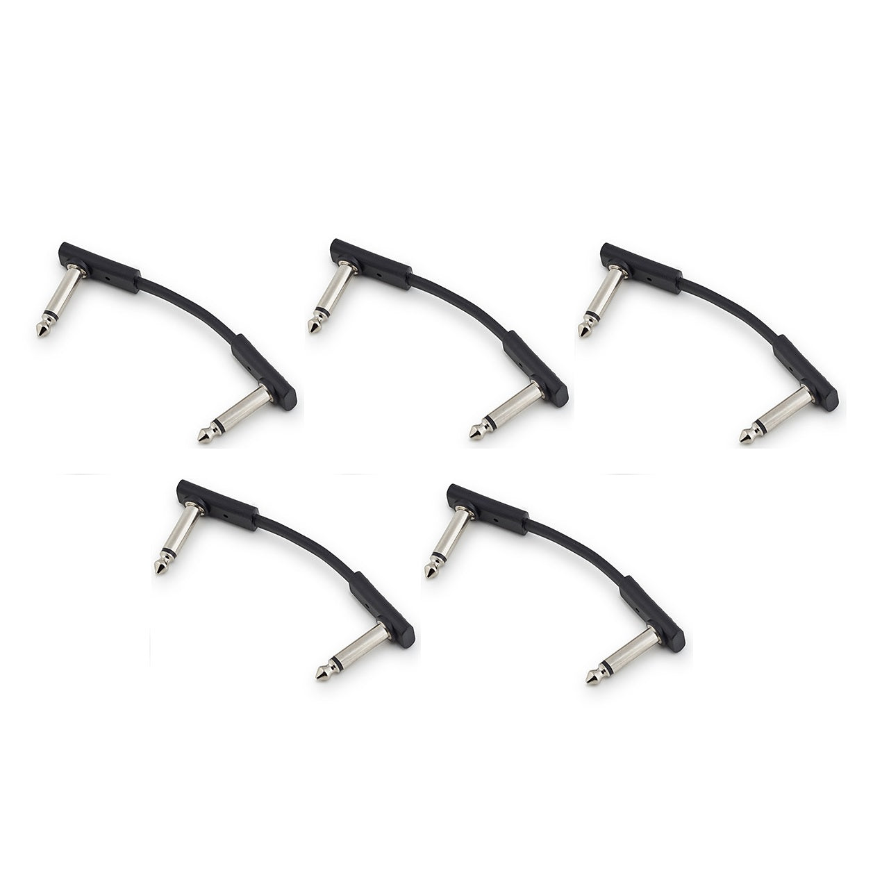 RockBoard Flat Patch Cable 5 cm 1.97" Black 5 Pack For Guitar Effects Pedals