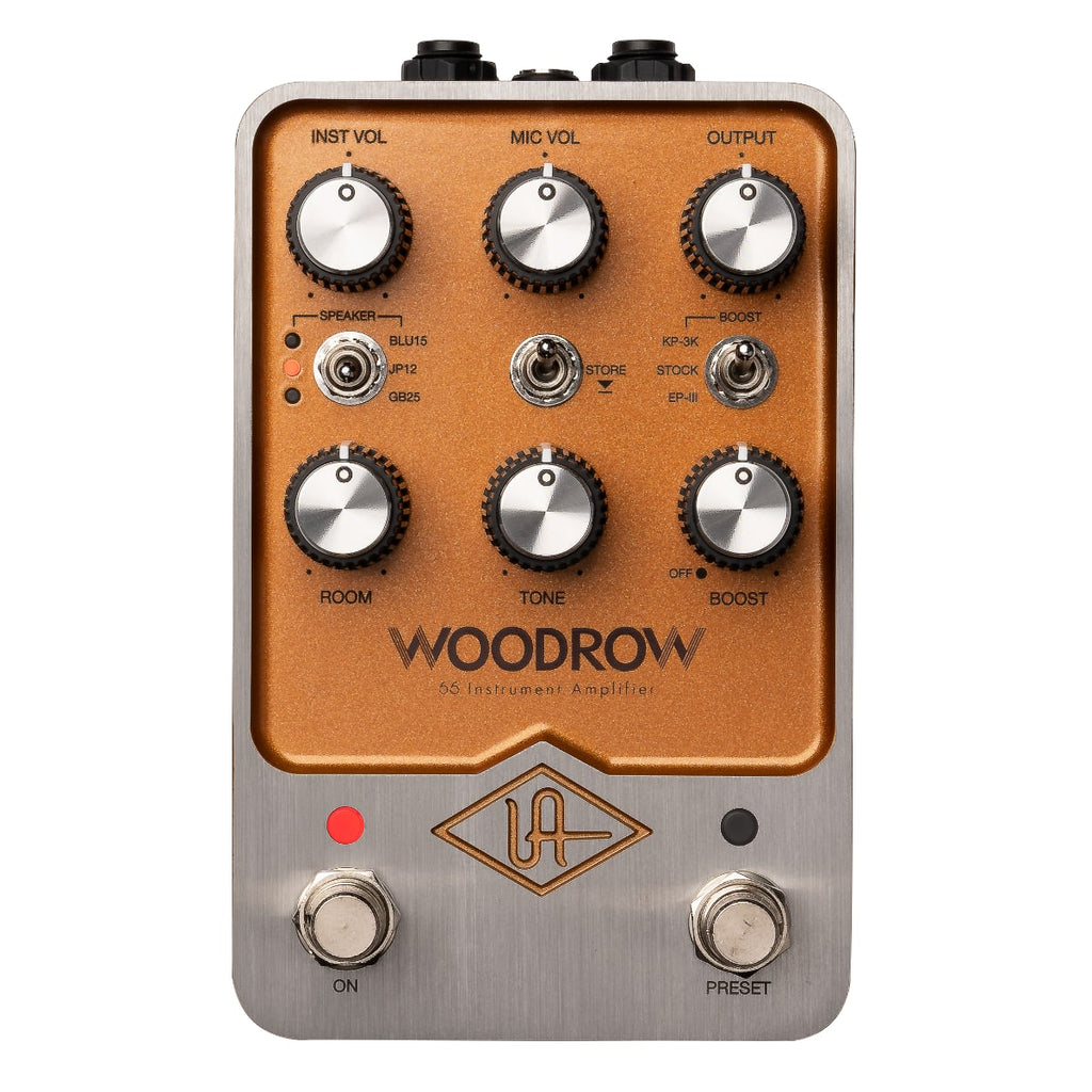 Universal Audio Woodrow 55 amp sim pedal — copper face front view