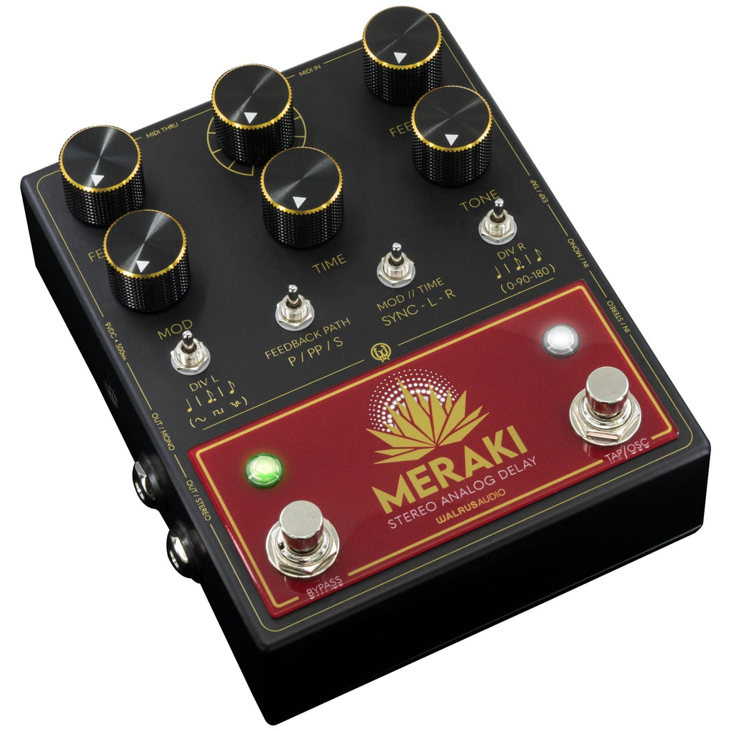 Walrus Audio Meraki analog delay pedal — control knobs detail