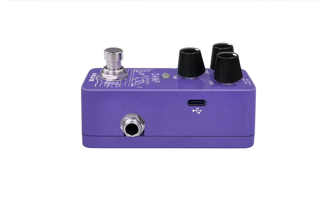 NUX NRV-3 Damp Reverb mini pedal — side jacks view